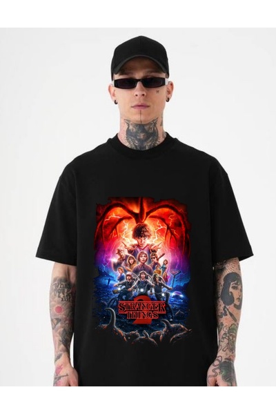 SVART WEAR Stranger Things Baskılı Unisex Oversize T-Shirt
