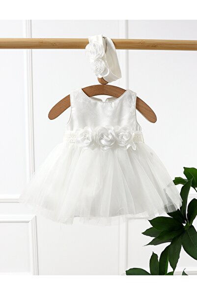 MiniKids Rochita premium cu bentita Lilax Girl alb 92(18-24 luni)