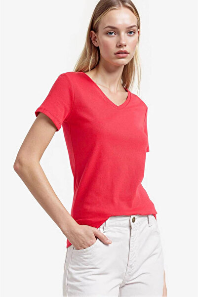 DeFacto Slim Fit Basic Red Women's T-Shirt I1080Az/Rd286