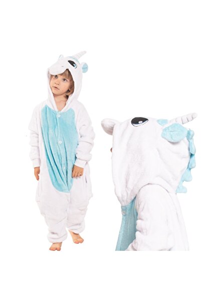 Other Pijama Kigurumi pentru copii — Salopetă costum unicorn albastru, moale ...