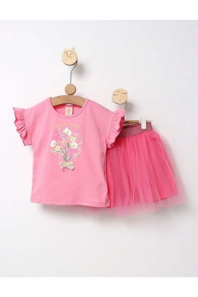 MiniKids Set Skirt+Blouse Flowers dark pink 122 (6-7 years)