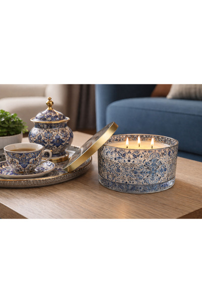 MUM Büyük Boy Çini Desenli Camda