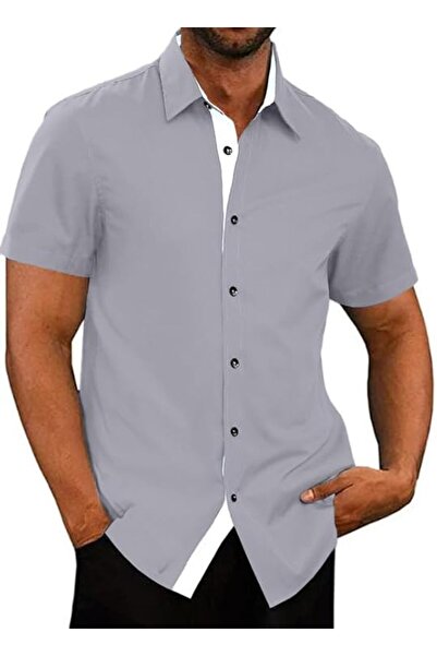 Other Cămașă Vară Bărbați - Mânecă Scurtă, Slim Fit, Fără Călcare - Business,...