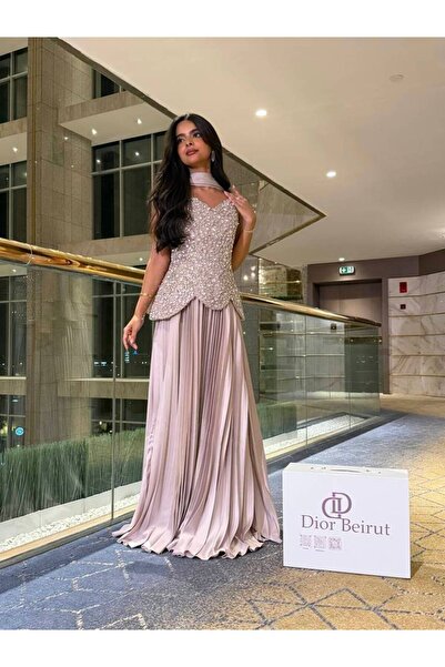 ranin Embroidered flared evening dress