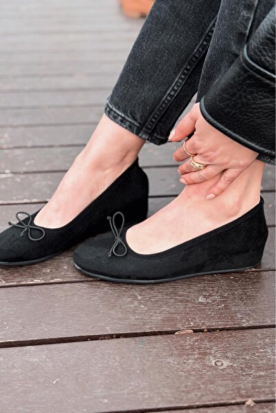 I Love Shoes Γυναικείες μπαλαρίνες Stellor σε μαύρο σουέντ με τακούνι