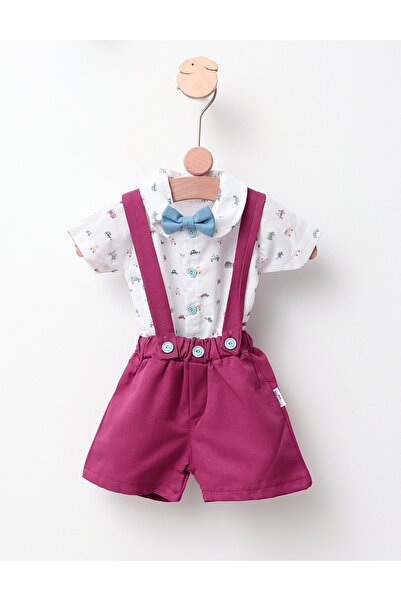 MiniKids Costumas Masinuta cu Papion model grena 86 (12-18 luni)