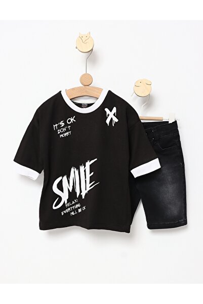 MiniKids Καλοκαιρινό ολόσωμο Smile Relax μαύρο 110 (4-5 ετών)