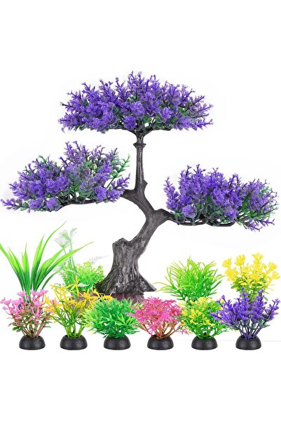 Other Artificial Aquarium Tree - Set of Colorful Bushes, Safe Plastic - Purpl...