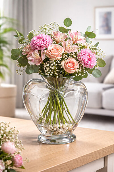 Fauna Pet Supplies Kalp Şeklinde Dekoratif Vazo (Hediye,Sevgili,Fanus)