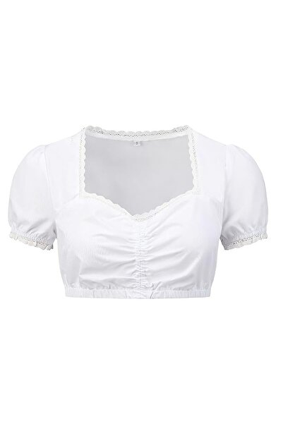 Other Women's Traditional Dirndl Blouse - 100% Viscose, Sweetheart Neckline -...