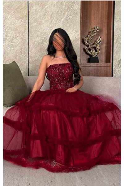 ranin Tulle evening dress with embroidered bodice