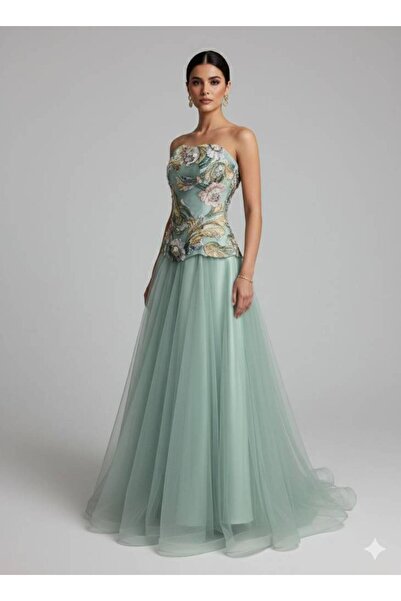 ranin Evening dress, tulle, embroidered with beads