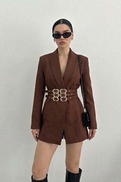 Potenza Women's Blazer Jacket Stylish Double-Breasted Collar Padded Jacket wi...