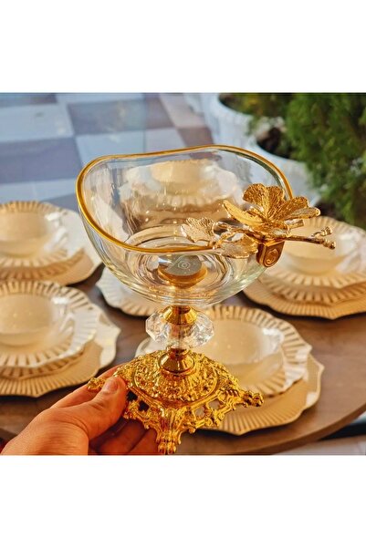 ASSA BAZAAR 6 Pieces Butterfly Cast Iron Footed Bowl Magnolia Ice Cream Cup S...