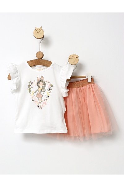 MiniKids Set Summer Girl model alb-corai 122 (6-7 ani)