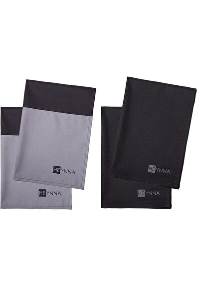 Other Set of 4 HEYNNA Kitchen Towels - 100% Cotton , Absorbent - 2x Grey, 2x ...