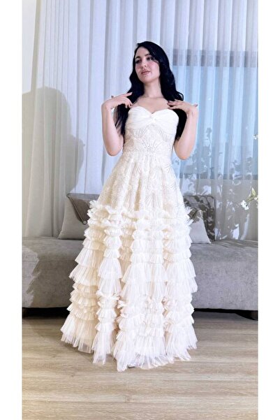 ranin Evening dress, top tulle, embroidered