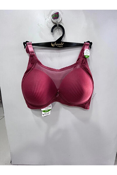 NERGIZ Women's C Cup Underwire-Free Gathered Tulle Detailed Pomegranate Flowe...