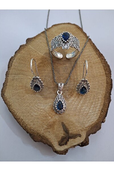 Süryani Gümüş Ametist taşlı oksitli Telkari set