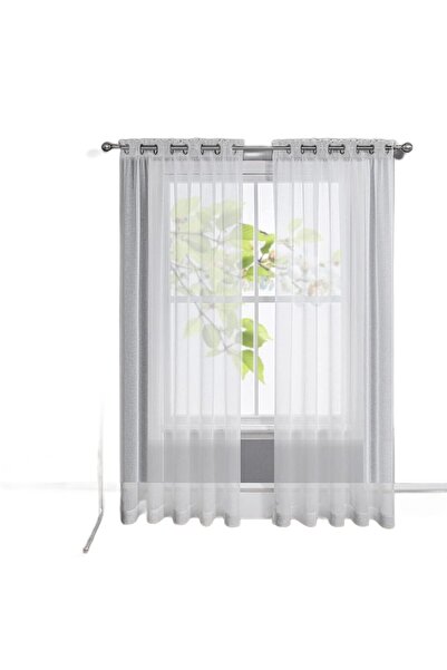 Other Set of 2 Joydeco Voile Curtains - White, Transparent with Rings - Bedro...