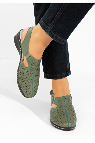 B T Shoes Ofelya green slingback shoes