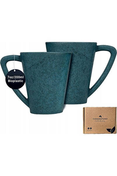 Other Set of 2 CASA NATURO Cups - Pine Wood, Unbreakable, BPA Free - 200ml, Blue