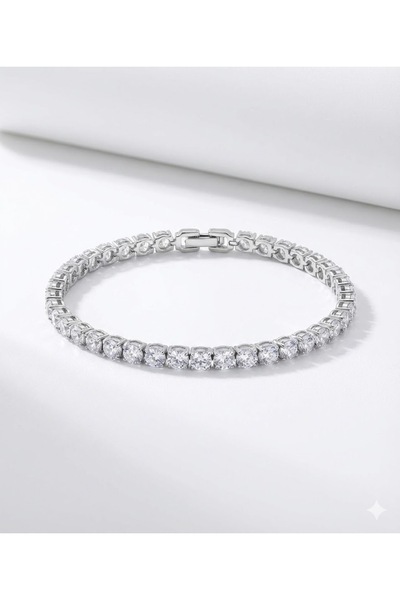 shopidik Square Zircon Stone Silver Waterway Bracelet (14 cm + Extension 3 cm)