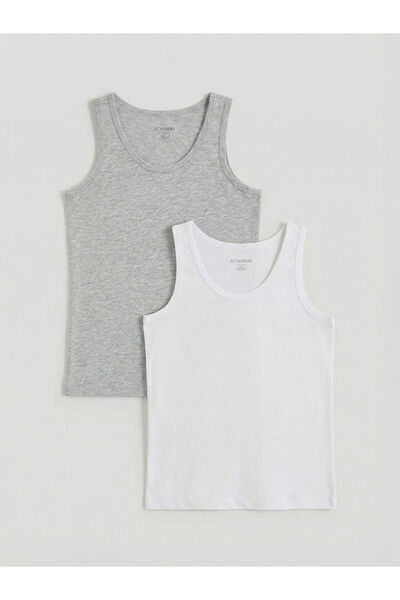 LC Waikiki Rmz Gi̇yi̇m Farkiyla Zero Roba Collar Boys' Undershirt 2-Pack