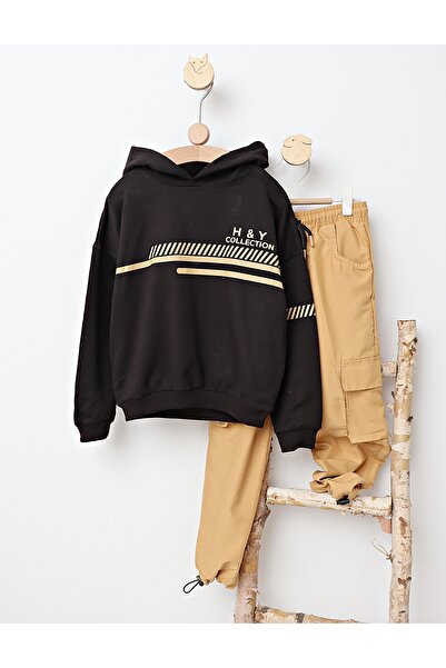 MiniKids Φόρμα H&Y Collection μαύρο-μπεζ μοντέλο 140 (9-10 ετών)