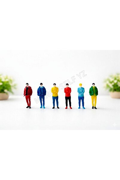 genel tr 6 Adet Maket İnsan Teraryum ve Minyatür Müze için Figür-Renkli 3,5 cm