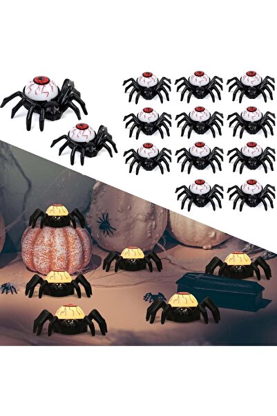 Other Set of 12 Spider LED Candles - Halloween Decoration, Plastic, Warm Ligh...