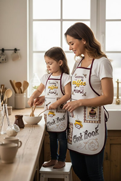 Coton Delux مجموعة من 2 مريلة مطبخ مزخرفة بنمط الأم والابنة |   مقاوم للسوائل...