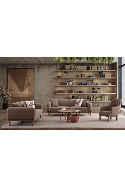 Ak sofa STELLA KOLTUK TAKIMI 3+3+1+1 KAHVERENGİ