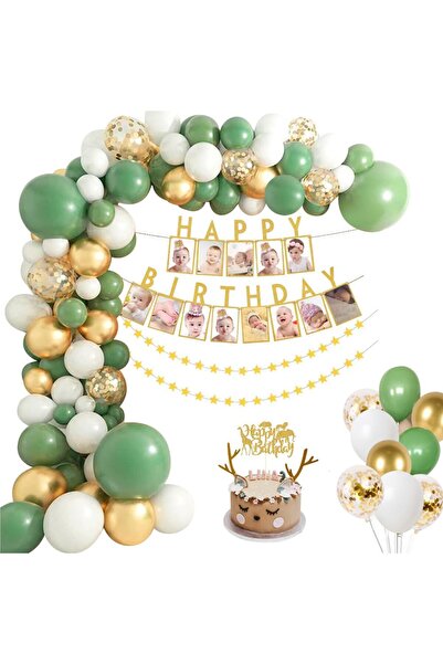Other Birthday Decorations Set - Safari Jungle Theme, Gold Green White Balloo...
