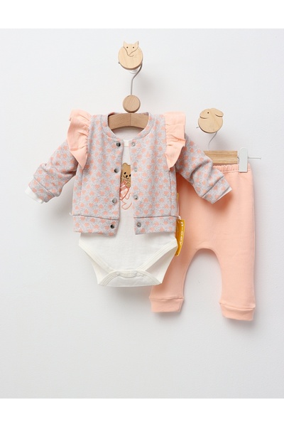 MiniKids Costumas 3 piese Love You, corai 68 (3-6 luni)