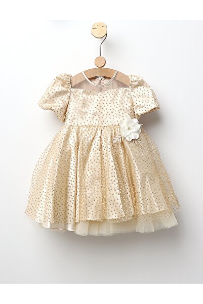 MiniKids Princess dress, with cream flower pattern 98 (24-36 months)