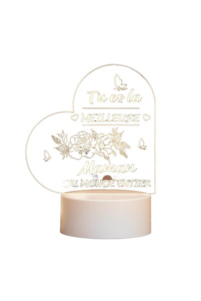 Other LED Night Light Heart - Mother's Gift, French Inscription, Warm Light -...