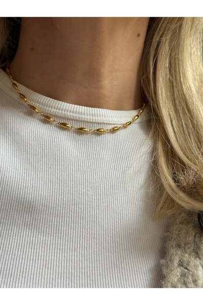 Rossetto Atelier Altın Kaplama Kısa Elips Kolye