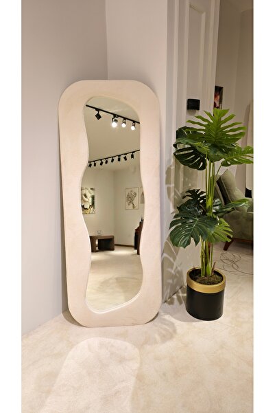 LERA HOMES Boy aynası, Dekoratif boy aynası, Kumaşlı ayna, Çekim aynası, Mode...