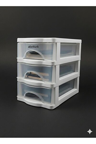 abnturk 3 Çekmeceli Şeffaf Mini Komidin 21x15 h 20 Dikiş Nakış Takı Kozmetik ...