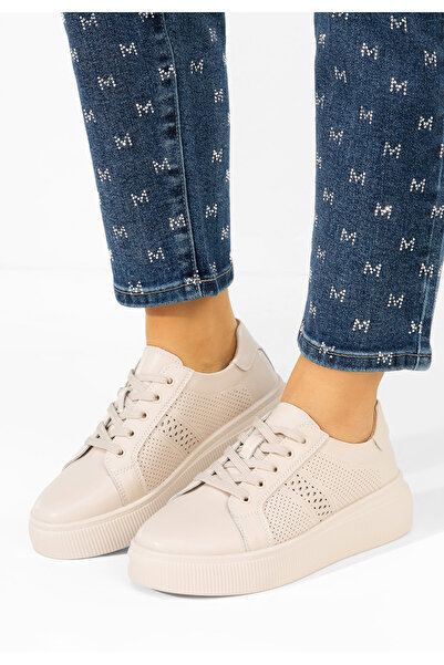 B T Shoes Women's Ofilia beige Leather sneakers