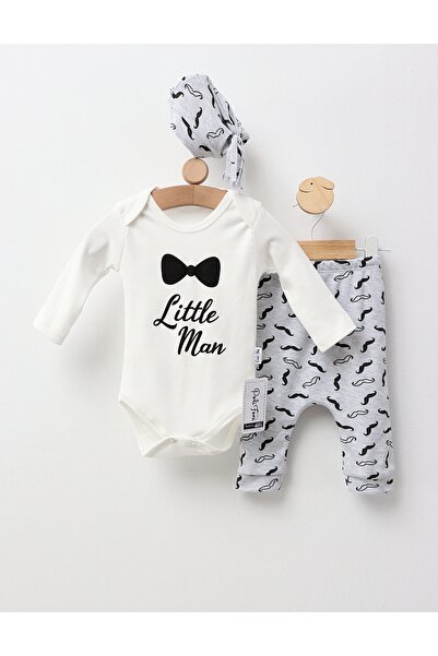 MiniKids 3-piece set, Little Man, black and white model 68 (3-6 months)