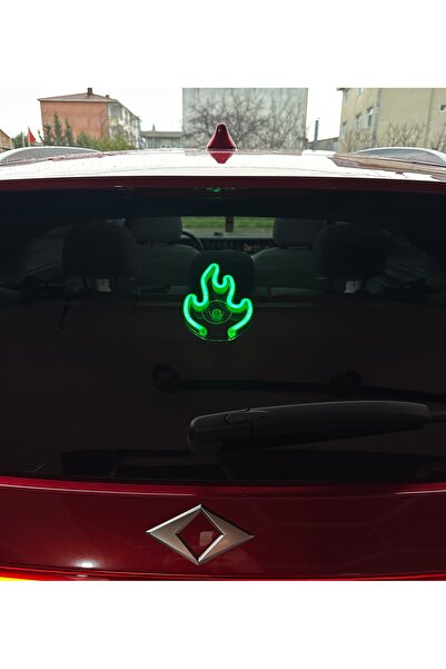 3dbaydesign ديكور مضيء من النيون LED للسيارة بتأثير النار (اللهب) (أخضر مع مص...