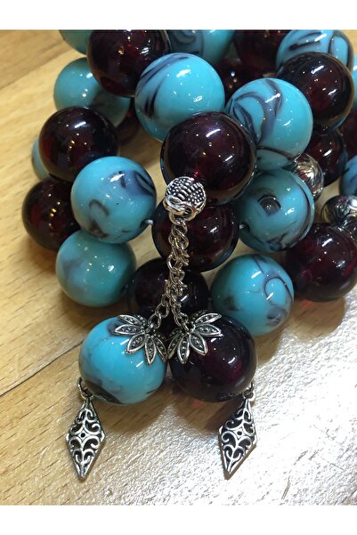 Black Sea Port مسبحة كبيرة الحجم باللون الأحمر الداكن والأزرق على شكل مروحة