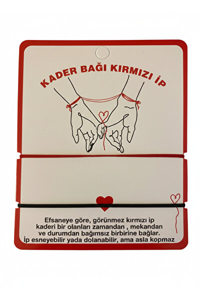 BURUCRAFT Kader Bağı Kırmızı Siyah İp Bileklik 2'li Kader Bağı Çift Bileklik ...