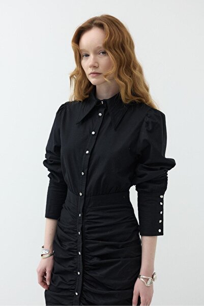 Elfin Gathered Design Shirt Dress