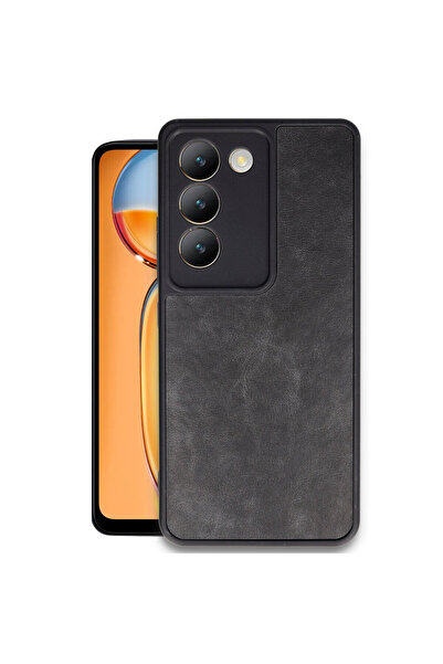 cepmoda غطاء هاتف فيفو V30 لايت 4G متوافق مع الجلد ومقاوم للصدمات - أسود