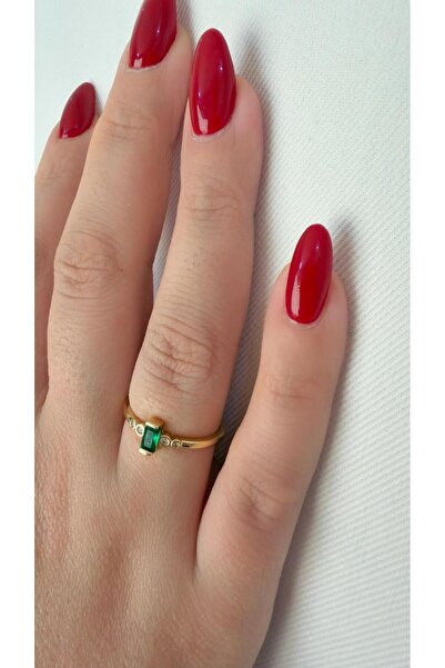 Store Diva Charm Adjustable Green Stone Single Stone Elegant Ring