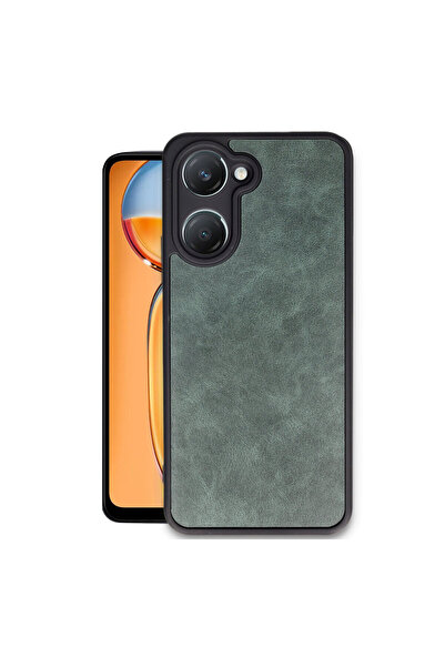 cepmoda غطاء هاتف فيفو Y18 متوافق مع مظهر الجلد ومقاوم للصدمات - أخضر داكن