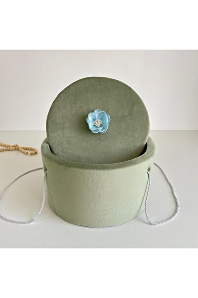 Anya-Events Cufăr pentru Trusoul de Botez Buretat cu Catifea Verde Olive cu f...